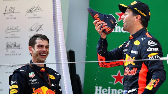 daniel ricciardo shoey podium